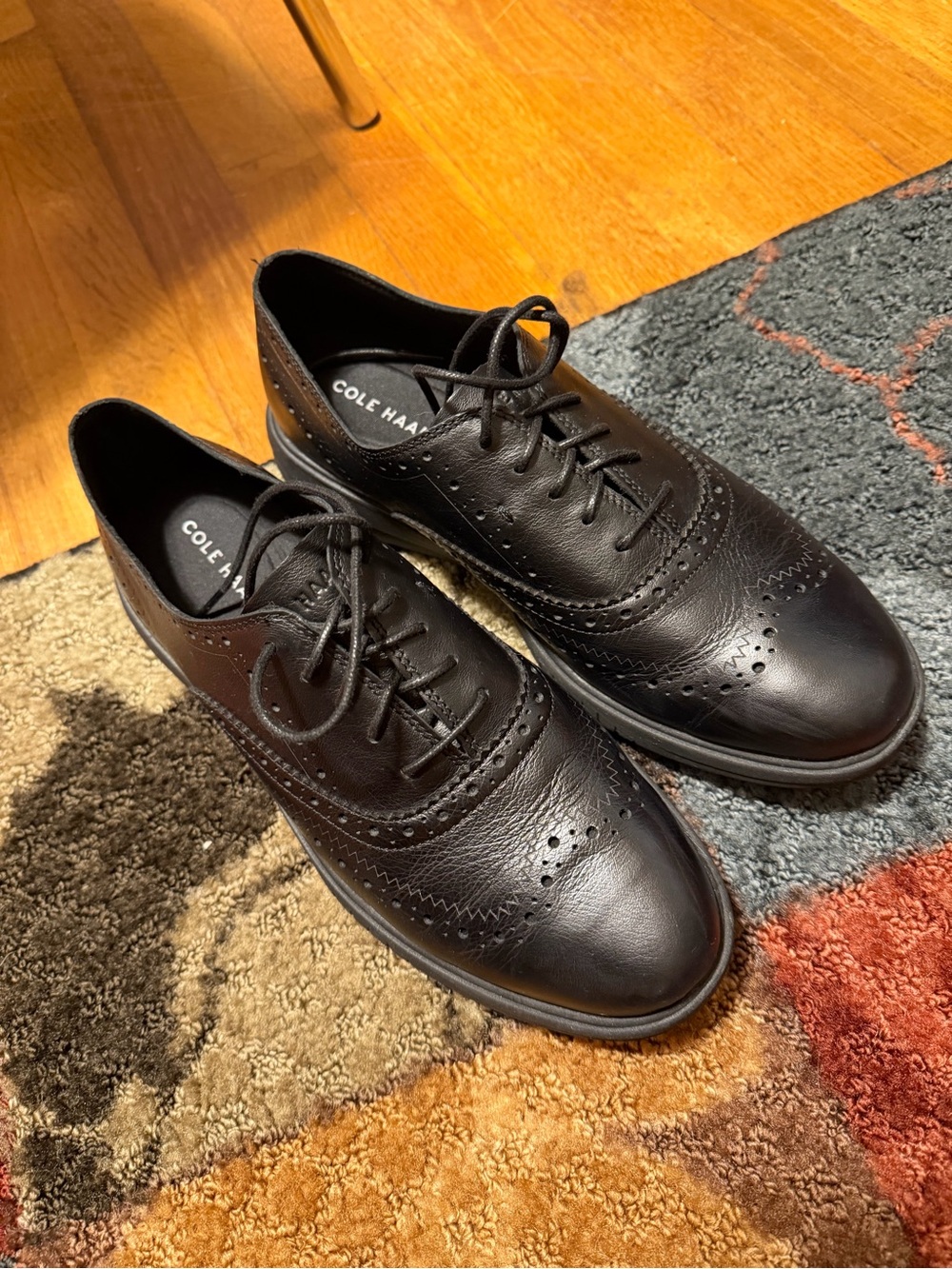 EUC Cole Haan x Shoes for Crews Black Brogue Wingtip Oxfords NONSLIP size 10